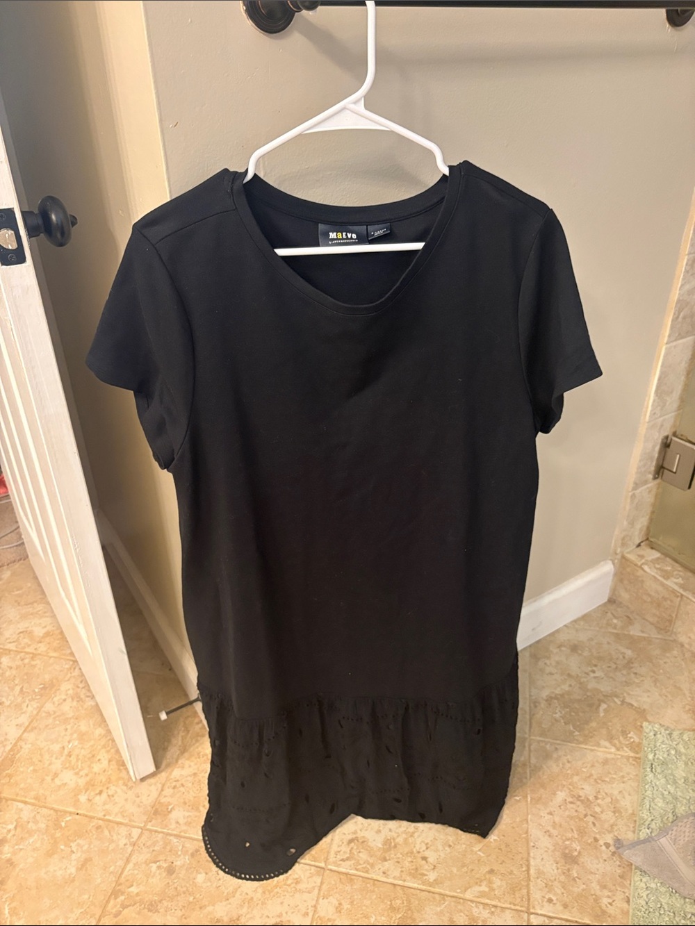 Maeve Black Short Sleeve Eyelet Hem Tee Dress